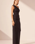 SHONA JOY | LANI GATHERED MAXI DRESS - BLACK