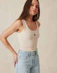 CERES LIFE | CONTOUR RIB SCOOP TANK - OATMEAL