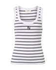 CERES LIFE | CONTOUR RIB SCOOP TANK - WHT / NEW NAVY STRIPE