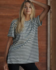 CERES LIFE | LONGLINE STEP HEM TEE - STRIPE