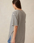 CERES LIFE | LONGLINE STEP HEM TEE - STRIPE