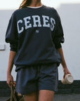 CERES LIFE | OVERSIZED SLOUCHY CREW - SMOKE BLUE