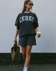 CERES LIFE | OVERSIZED SLOUCHY CREW - SMOKE BLUE