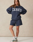 CERES LIFE | OVERSIZED SLOUCHY CREW - SMOKE BLUE