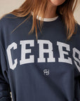 CERES LIFE | OVERSIZED SLOUCHY CREW - SMOKE BLUE