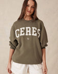 CERES LIFE | OVERSIZED SLOUCHY CREW - KHAKI