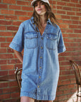 CERES LIFE | RELAXED SHIRT DRESS - VINTAGE BLUE