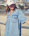 CERES LIFE | RELAXED SHIRT DRESS - VINTAGE BLUE