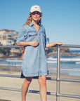 CERES LIFE | RELAXED SHIRT DRESS - VINTAGE BLUE