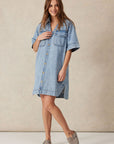 CERES LIFE | RELAXED SHIRT DRESS - VINTAGE BLUE