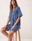 CERES LIFE |  RELAXED SHIRT DRESS - FRESH INDIGO