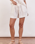 LITTLE LIES | BRONTE LINEN SHORTS - WHITE