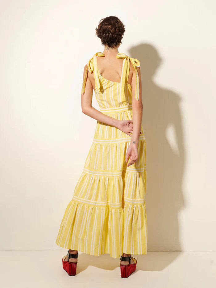 Lemon Yellow Organza Maxi Dress – Indian Rani