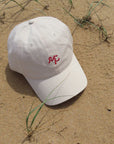 MIA CAPRI | EMBROIDERED CAP - OFF WHITE / RED