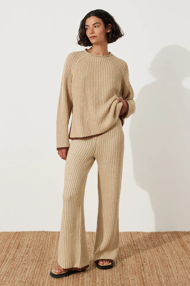 ZULU &amp; ZEPHYR | SAND CONTRAST RIB KNIT JUMPER