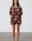 ZULU & ZEPHYR | COCOA SWIRL SHEER TEXTURED SHIRT