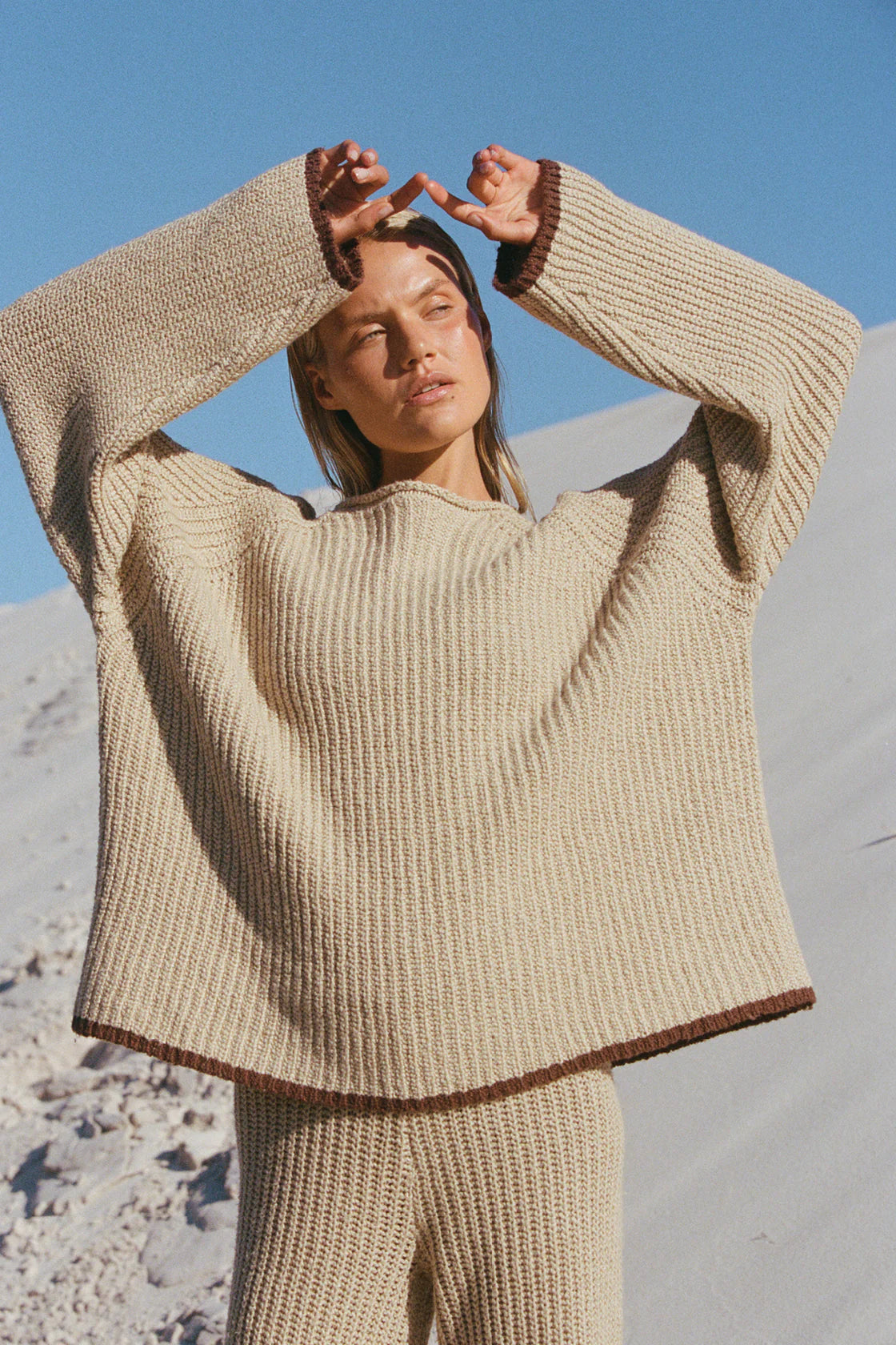 ZULU &amp; ZEPHYR | SAND CONTRAST RIB KNIT JUMPER