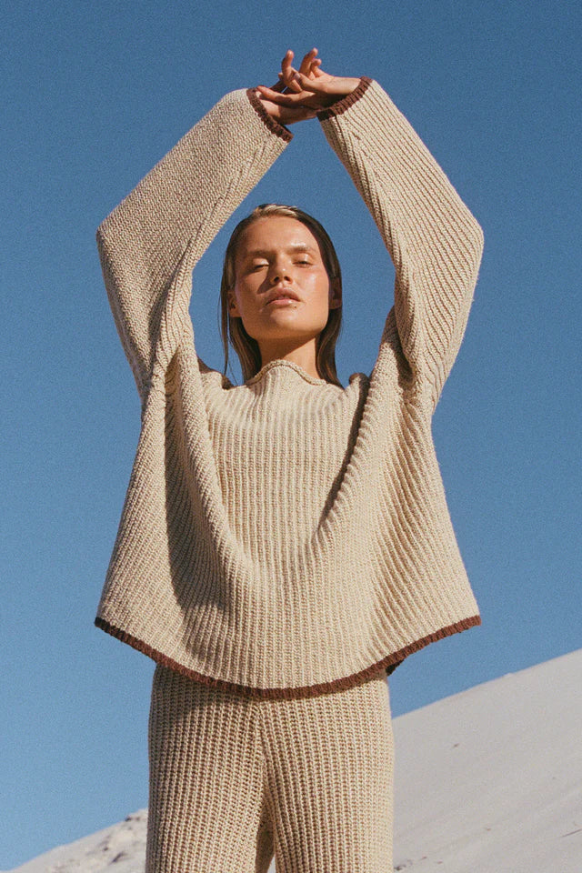 ZULU &amp; ZEPHYR | SAND CONTRAST RIB KNIT JUMPER