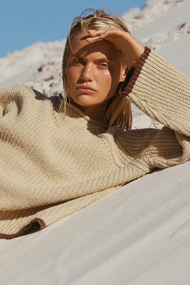 ZULU &amp; ZEPHYR | SAND CONTRAST RIB KNIT JUMPER